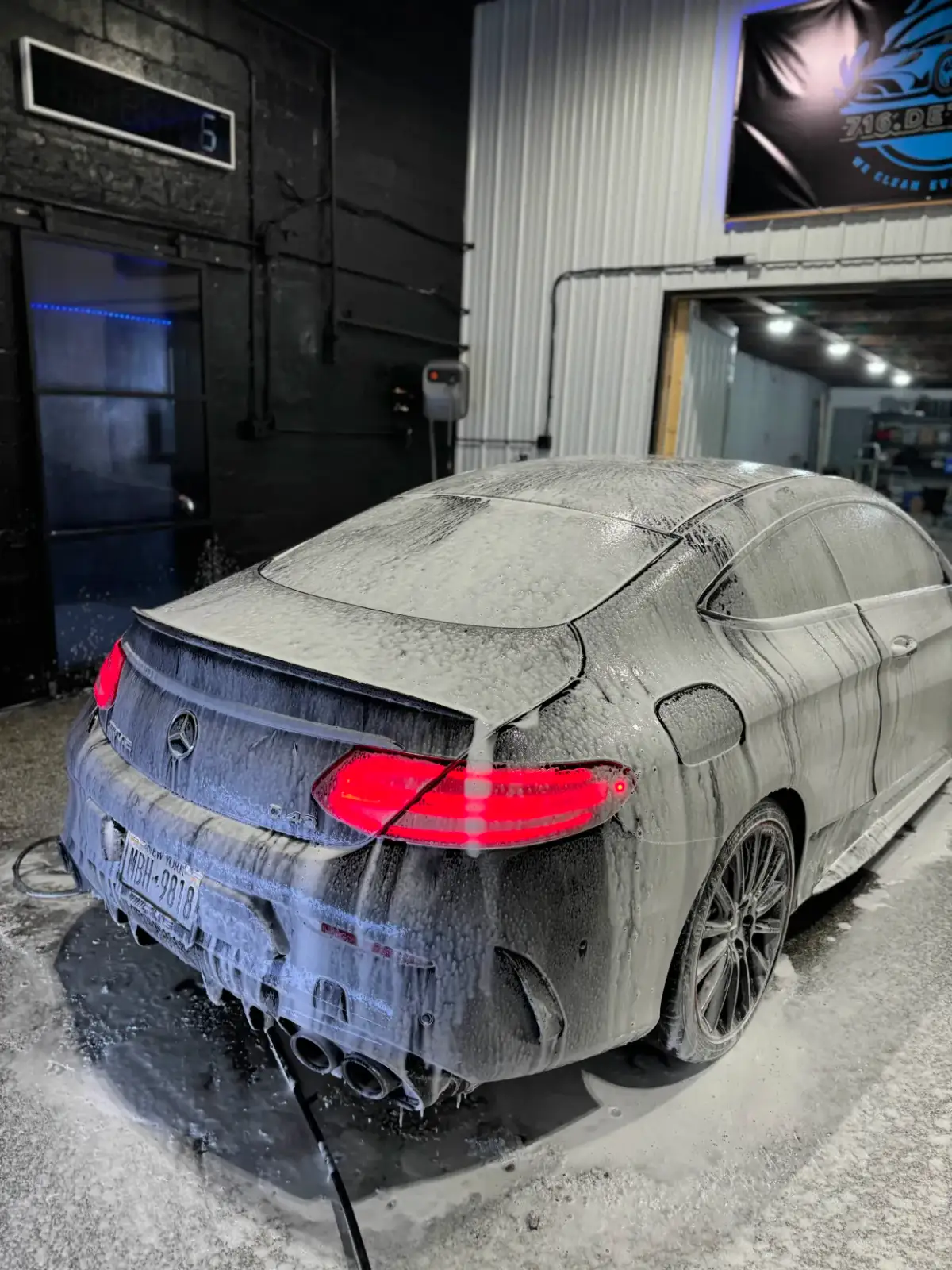 Mercedes AMG foam wash inside 716 Details shop