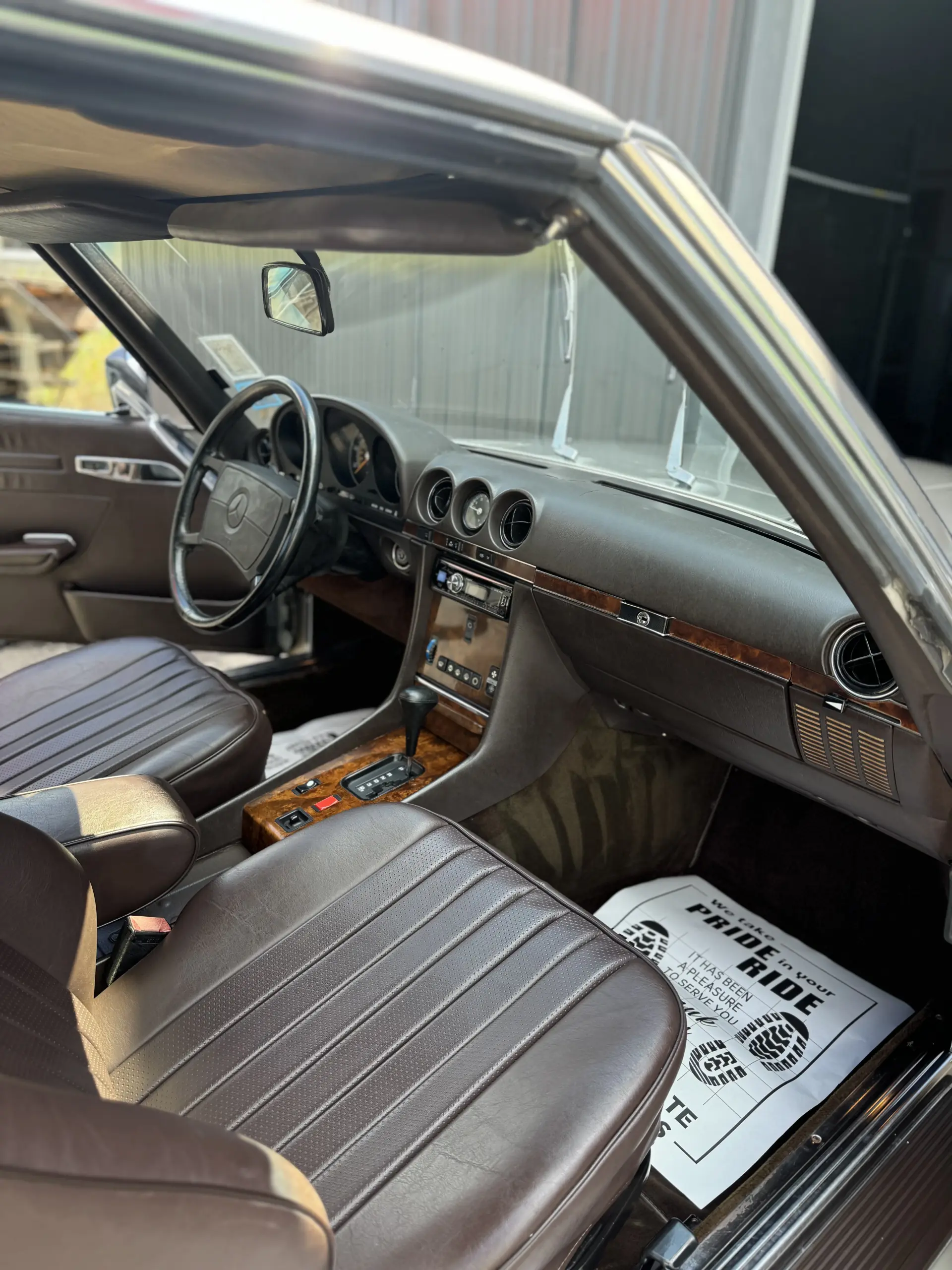 Classic Mercedes interior after professional detailing